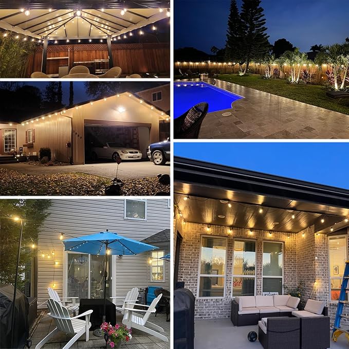 LED Outdoor String Lights Shatterproof Waterproof 108Ft (Maximum 918Ft) Hanging Warm 2700K S14 Edison Bulbs Lighting for Patio Yard Porch Bistro Garden (108FT)