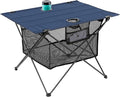Lightweight Camping Table - Portable Folding Beach Side Table w/2 Cup Holders &amp Large Storage Basket Compact Fold for Tailgate Travel Outdoor Fishing Picnic | 29.2 W x 21.7 D (Blue)