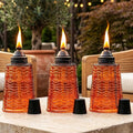 Seraphic Citronella Table Top Torches for Outdoor Patio 16oz Decorative Glass Torch Citronella Candles for Outside Deck Garden Parties Set of 3 Amber