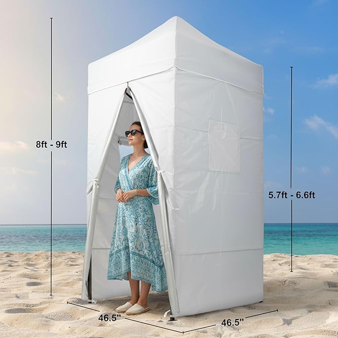 Pop Up Changing Tent - 46.5” Steel Frame Canopy Sun Shelter Pool Cabana Portable Changing Room or Privacy Tent for Camping Toilet or Portable Shower - Camping Essentials by Wakeman Outdoors (Black)