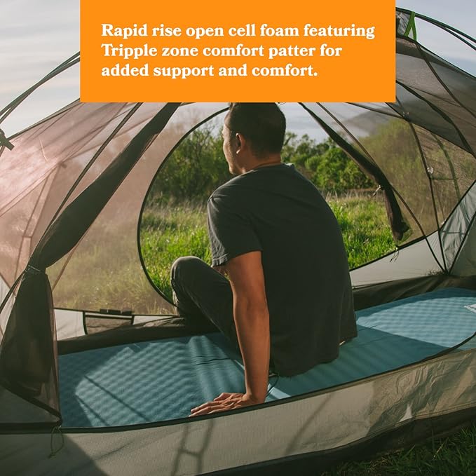 Fox Outfitters Comfort Series Self Inflating Camp Pad - Perfect Foam Sleeping Pads for Camping Backpacking Hiking Hammocks Tents (Regular)