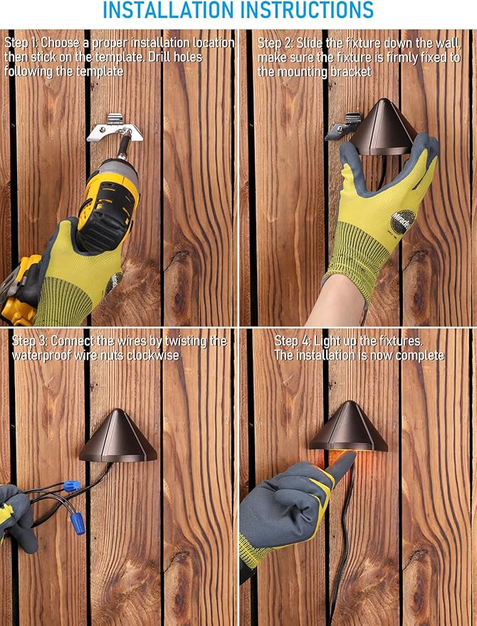 LEONLITE 5CCT Low Voltage LED Deck Light 12-24V AC/DC Triangle Stair Railing Light CRI90 IP65 Aluminum Landscape Step Fence Lighting 1800K/2700K/3000K/4000K/5000K Oil Rubbed Bronze Pack of 4