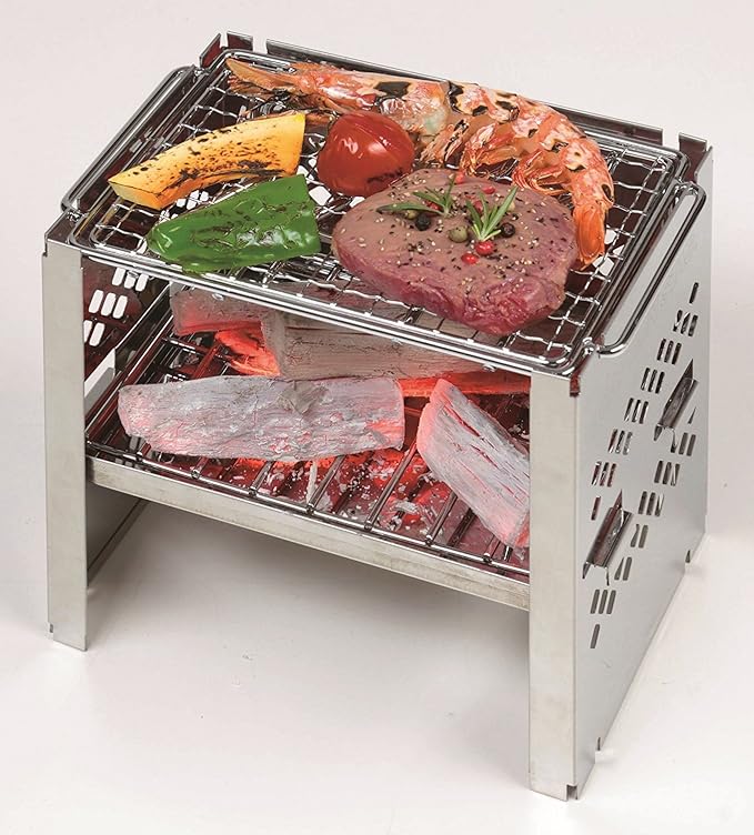 Captain Stag UG-43 3-in-1 Barbecue Stove Open-Air Grill Collapsible Kamado Grill Smart Grill B6 Model Bag Included 3 Adjustable Levels