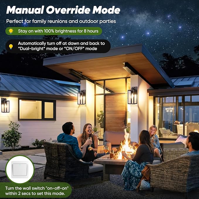 2-Pack Upgraded Motion Sensor Outdoor Wall Lights 13” Dusk to Dawn Porch Lights Outdoor Wall Sconce Lanterns 3 Lighting Modes Exterior Lighting Fixtures Brown Outside Lights for House Patio Garage