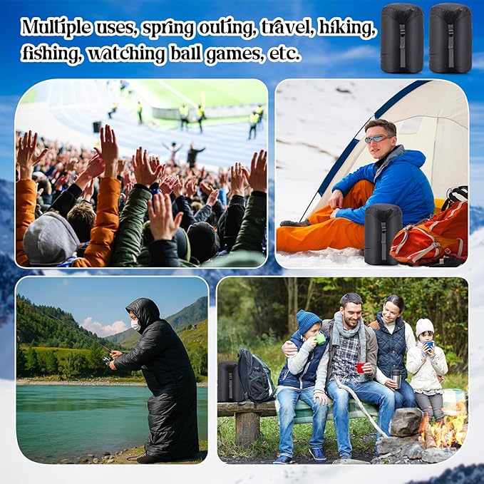Macarrie Cold Weather Wearable Sleeping Bag for Adults with Sleeves and Hood 74 Inch Long 0 Degree Winter Weather Insulated Extreme Cold Sleeping Bag Coat for Camping Hiking Stadium