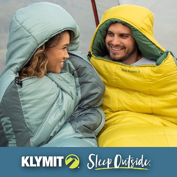 Klymit Sleeping-Bags KLYMIT Wild Aspen Lightweight Mummy Sleeping Bag Best Gear for Cold Weather Camping Hiking Backpacking Pair with Static V Sleeping Pad (Size Regular to XL)