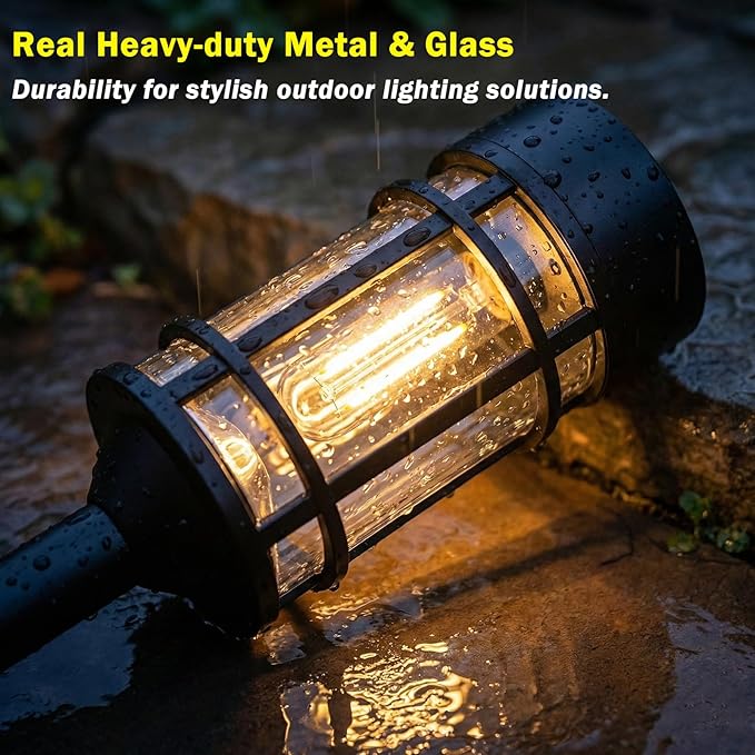 Solar Lights Outdoor Waterproof 8 Pack 21 Solar Pathway Lights with Metal &amp Glass Auto On/Off Garden Lights for Yard Landscape Driveway Walkway