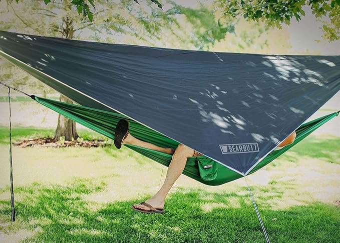 Bear Butt Hammock Rain Fly &amp Camping Tarp - 11 x 9 ft Ultralight Waterproof Tarp for Hammock &amp Tent Camping - Easy to Set Up