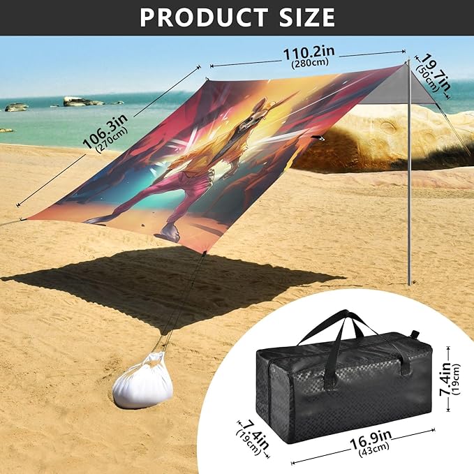 Camping Sun Shelters Fashion Kangaroo Dancing Beach Canopy 126 * 110.2in