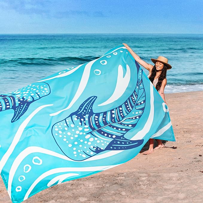 Shedoo Beach Blanket Waterproof Sandproof 9 Ft X 10 Ft Extra Large Sand Free Beach Mat Big Compact Lightweight Quick Drying Picnic Blanket with 4 Stakes &amp Pockets for Camping Travel Hiking