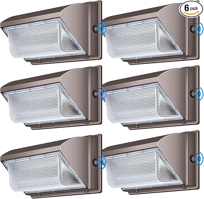 ledmo LED Wall Pack Light with Photocell 120W Dusk to Dawn Outdoor Commercial Security Lighting 5000K IP65 Waterproof 15840LM 6 Pack