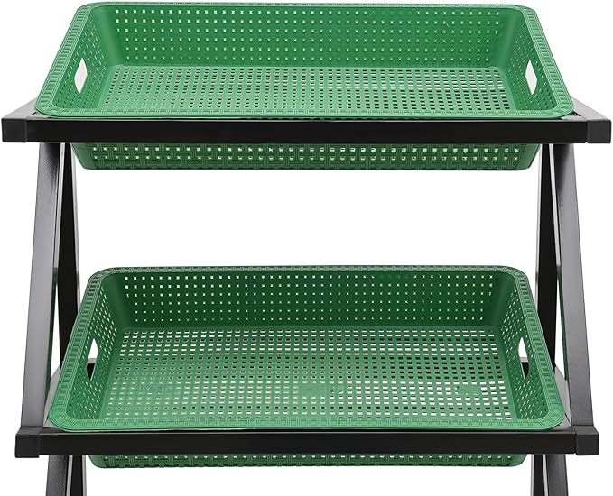 5 Tier Retail Display Rack Market ShelfFruit Vegetable High Capacity Storage Basket StandMarket Retail Display for Kitchen Office Store Supremarket (Black Basket)