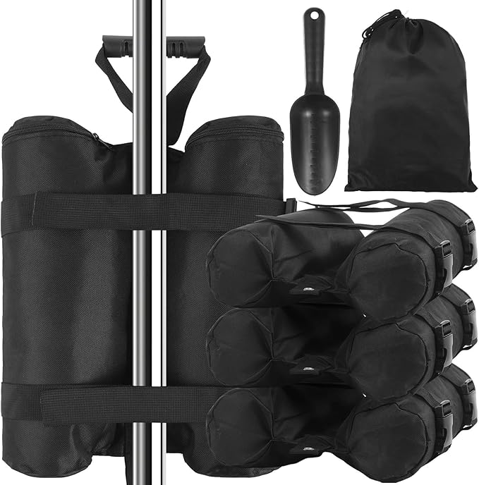 4-Pack Oxford Fabric Canopy Weight Sandbags With Zipper &amp Handle Includes Shovel &amp Storage Bag