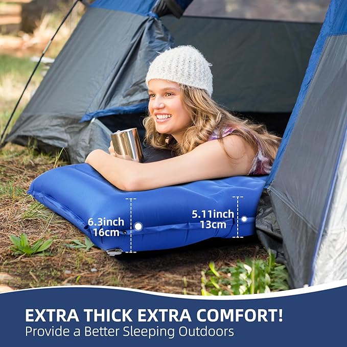 Sleeping Pad Ultralight Thicken Inflatable Sleeping Pad for Camping Built-in Pump Great for Camping Hiking Carry Bag Repair Kit Compact &amp Lightweight Air Mattress(Blue)