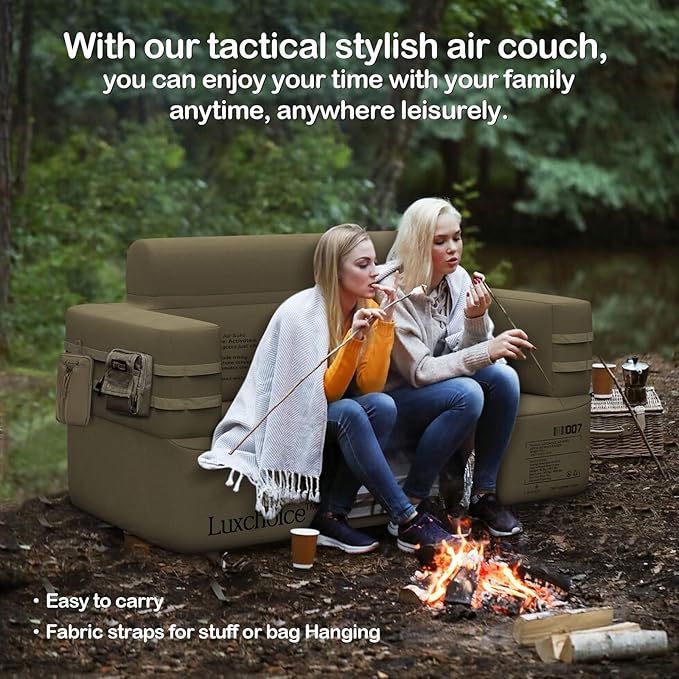 Inflatable Couch Multifunctional Durable Inflatable Sofa with Built in Pump Inflatable Furniture Portable Blow Up Couch for Camping Backyard Outdoor Glamping Inflatable Chair Movie Loveseat | Auto Cor
