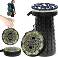 Portable Stool with Swivel Cushion Bag&ampCarabinerH 18.1 Collapsible More Sturdy and Lightweight Camping Telescoping Stool for Mountain Hiking BBQMax Load Capacity 600LBs