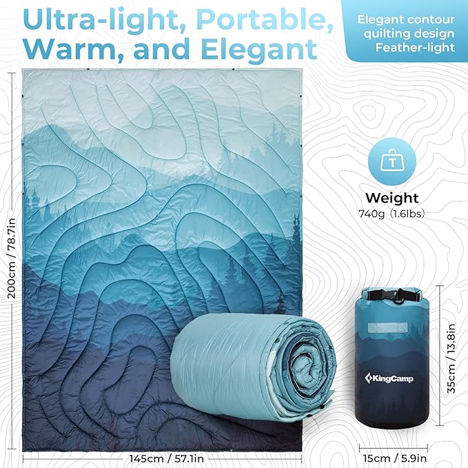 KingCamp Ultralight Camping Blanket Packable Down Alternative Puffy Wearable Blanket
