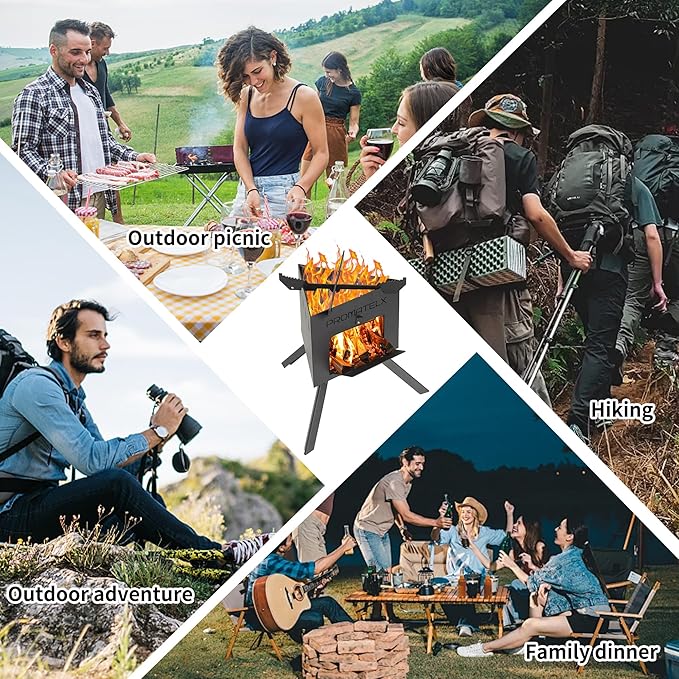 Portable Tripod Camping StoveWood-Burning Rocket Stove with Carry Bag Ideal for Camping Backyard Cooking &amp Outdoor Adventures
