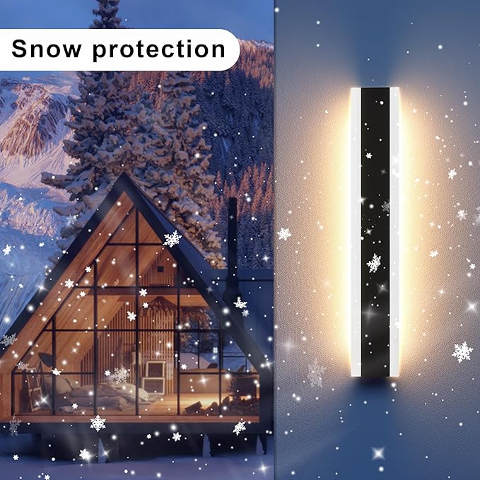 Outdoor Wall Light Fixtures Modern Long LED Wall Sconce Black Exterior Light Fixture Ip65 Waterproof Wall Lamp 32w 3000k Metal Rectangular Wall Lights For Villa PatioCourtyardPorch Bedroom39.4''
