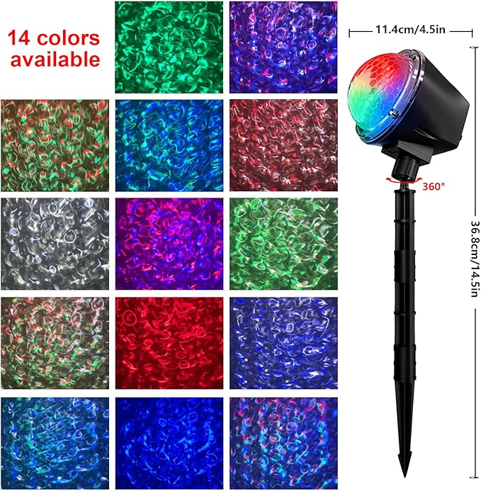 Ocean Wave Projector Light Outdoor 14 Colors Water Wave Effect Ocean Lamp Remote &amp Timer IP65 Weatherproof for Christmas Halloween Yard House Parties Wedding Bedroom Ceiling Decor