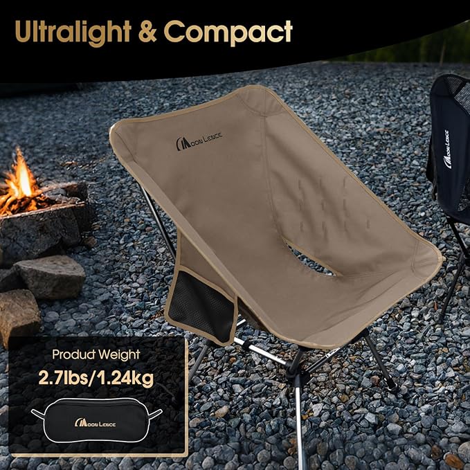MOON LENCE Portable Camping Chair Plus Larger &amp Roomier Compact and Lightweight Still Folding Chair for Backpacking &amp Hiking 330Lbs Capacity (Desert Rust-2pack)
