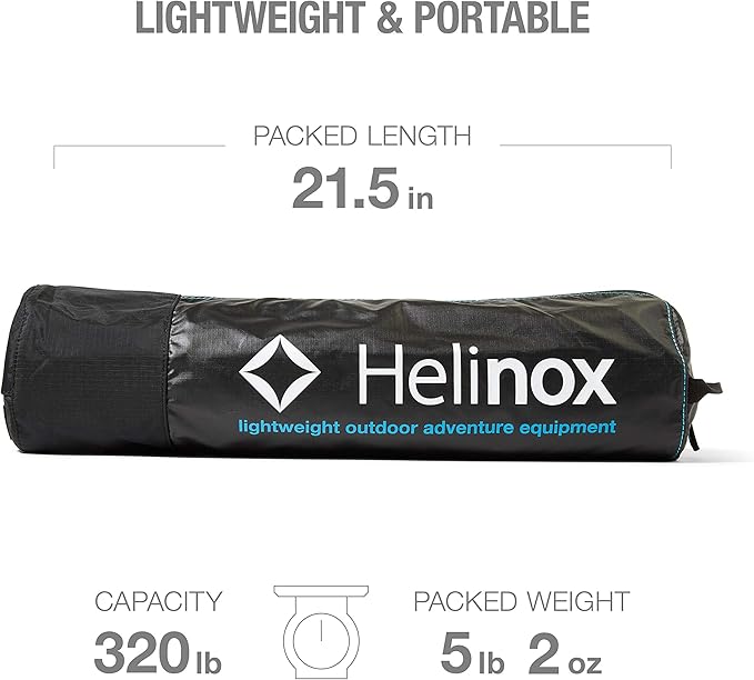 Helinox Cot One Lightweight Compact Collapsible Portable Camping Cot Regular Black