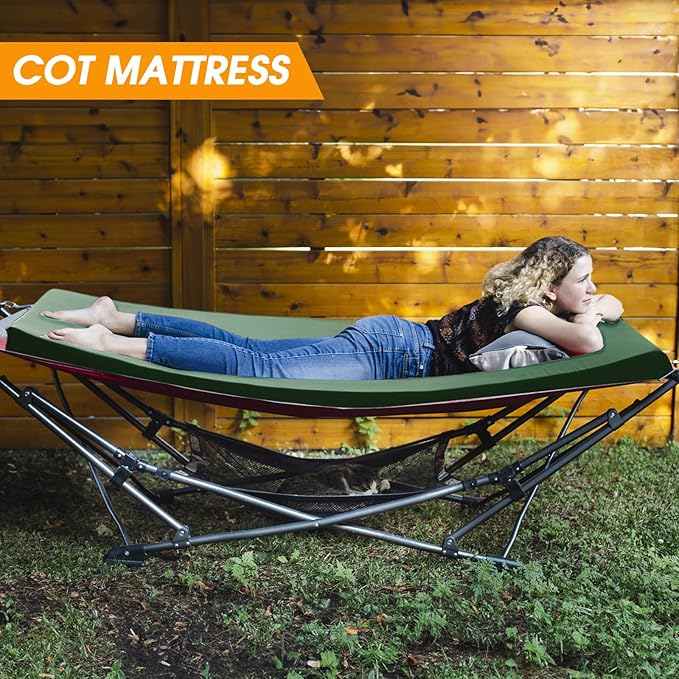 CYMULA Camping Cot Mattress 2in Memory Foam Sleeping PadSoft Warm Non-Slip Camping Mattress Topper with Retaining for AdultsPortable Roll up Pad for Travel(75 x30)（only Mattress）