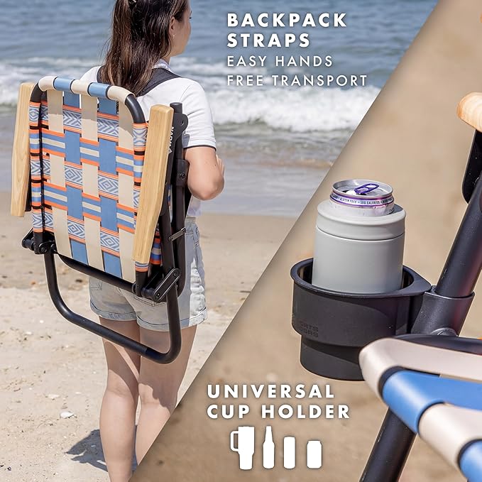 GoSports WOVN Beach Backpack Chair - 9 Styles Available - Premium Folding Camping Chair