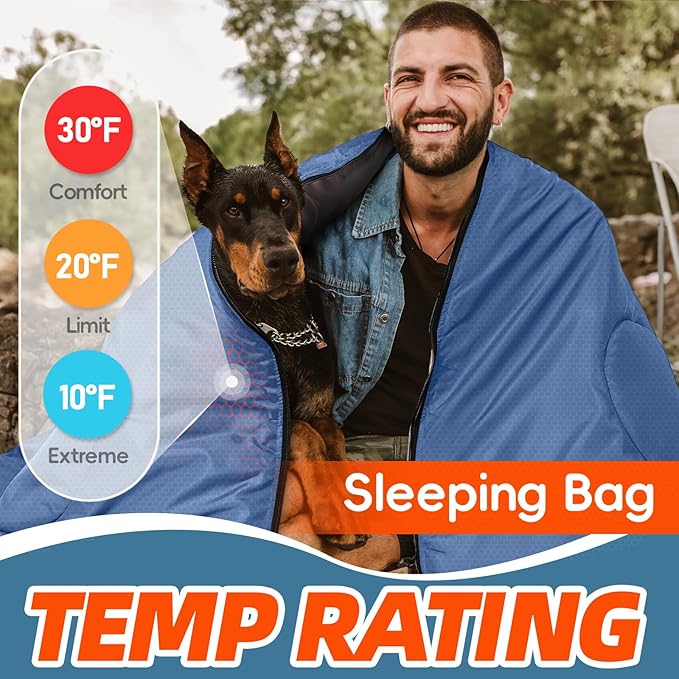 MEREZA 0 Degree Winter Sleeping Bag for Adults Kids with Pillow Cold Weather Sleeping Bag for 4 Season Camping Hiking Backpacking Sleeping Bags for Big and Tall