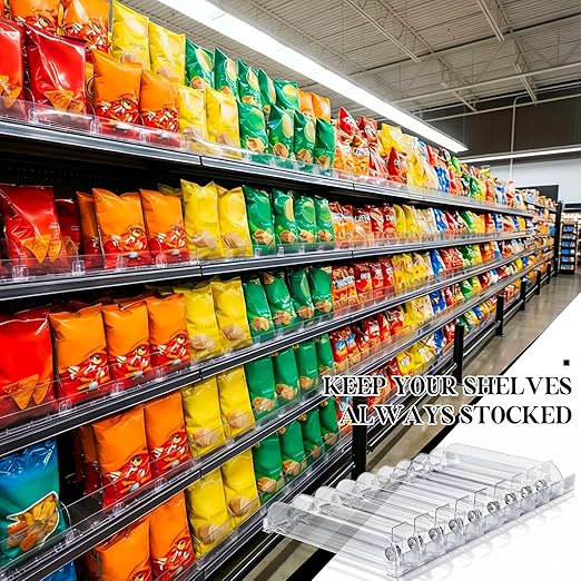 Wesiti 9-Pack Spring-Loaded Shelf Pusher Kit for Retail Adjustable Width 12 D x 24 L Automatic Retail Display Organizer Snack Dispenser for Supermarket Store Pharmacy Gondola Shelf