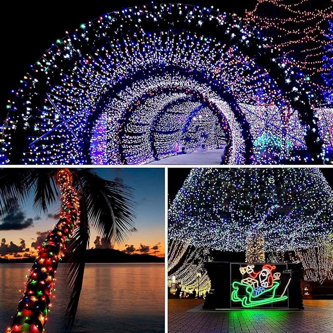 6 Pack Solar Chrismas Lights Outdoor 285 FT Total 720 LED Solar String Lights for Outside with 8 Modes &amp Memory Function Waterproof Twinkle Light for Xmas Tree Yard Party Decorations (Multicolor