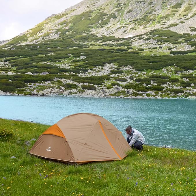 Bessport Camping Tent for 2-3 Person Lightweight Backpacking Tent Waterproof Windproof Two Doors Easy Setup Double Layer Outdoor Tents for 3 to 4 Seasons Suitable for OutdoorHikingCamping
