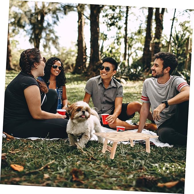 Totority Boho Folding Picnic Table Portable Outdoor Table Folding Camping Desk for Travel