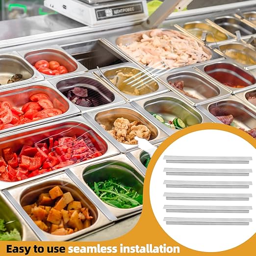 6 Pcs 12 Inch Stainless Steel Divider for Steam Table Pan Adapter Bar Metal Food Divider for Restaurant Kitchen Food Service Accessories