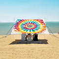 ALAZA Rainbow Swirl Tie Dye Beach Tent Sun Shelter UPF50+ Protection Beach Shade Canopy w/ 4 Sandbags for Outdoor Camping Fishing Backyard Fun Picnic 10x9 ft