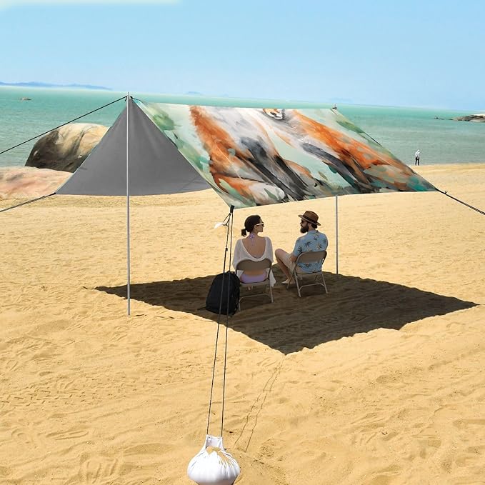 Cute FoxCamping Sun Shelters 9.2 x 10.5 FT Beach Canopy Tent Sun Shade with Carrying Bag for Camping Trips Fishing Backyard Fun or Picnics 21340389