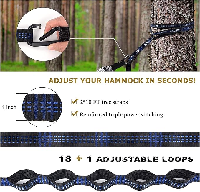 Double Hammocks for Camping Portable Parachute Hammock for Outdoor Hiking Travel Backpacking - Hammocks Swing for Backyard &amp Garden 78''W 118''L (Khaki/Green)