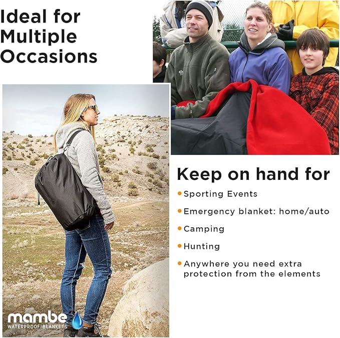 Mambe Extreme Weather Outdoor Blanket - Forest Large - 100% Waterproof and Windproof Soft Warm Polarfleece with Durable Nylon Shell Use at Sporting Events Camping Picnics Emergency Blanket