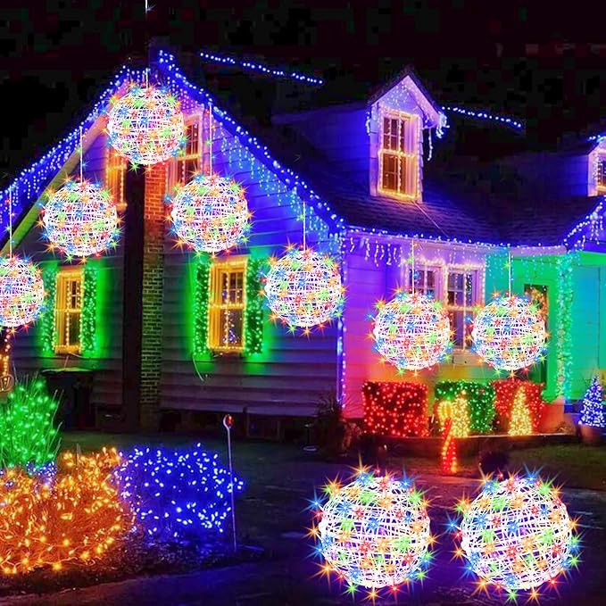 Christmas String Lights Outdoors4 Pack 11.81 Sphere LightsBall Tree Garden Globe Lights for Home Party Christmas Porch PatioWedding GardenTree Decoration with Plug