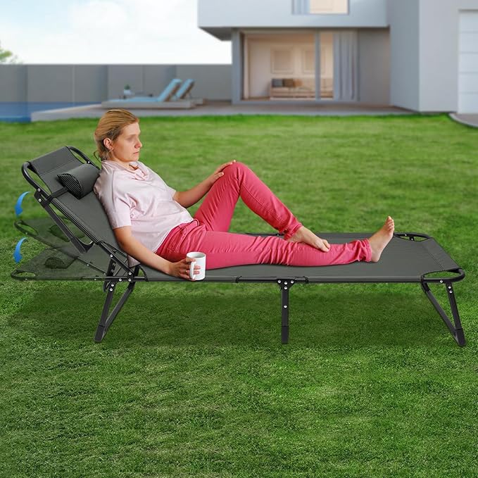 Folding Cot Camping Bed with Easy Setup Supports Adult