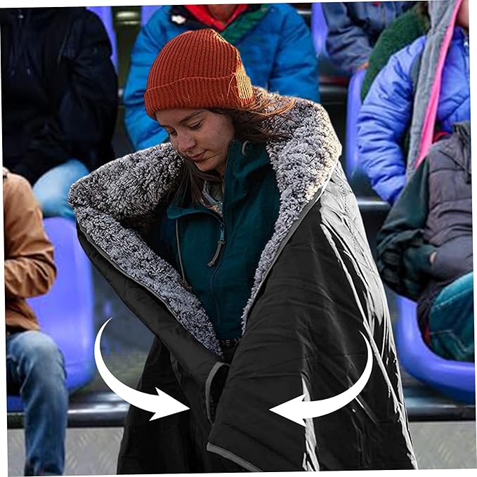 Camping Blanket 55x79 Waterproof Stadium Blanket with Storage Bag Washable Windproof Warm Foldable Down Camping for Sporting Events Picnic Travel