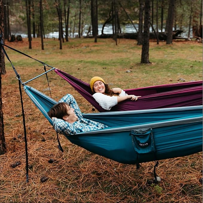 ENO Fuse Tandem Hammock System Colour Slate Lightwieght Fuse Spreader Bars Two Hammocks Side by Side Dac Grren Anodised Aluminium Alloy Eliminates Enviro Damage Weight 277 g