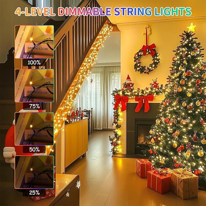JMEXSUSS 500 LED Color Changing Christmas Lights 173ft Warm White &amp Multicolor String Lights with Remote Outdoor Waterproof Christmas Tree Lights Plug in for Party Christmas Indoor Decor
