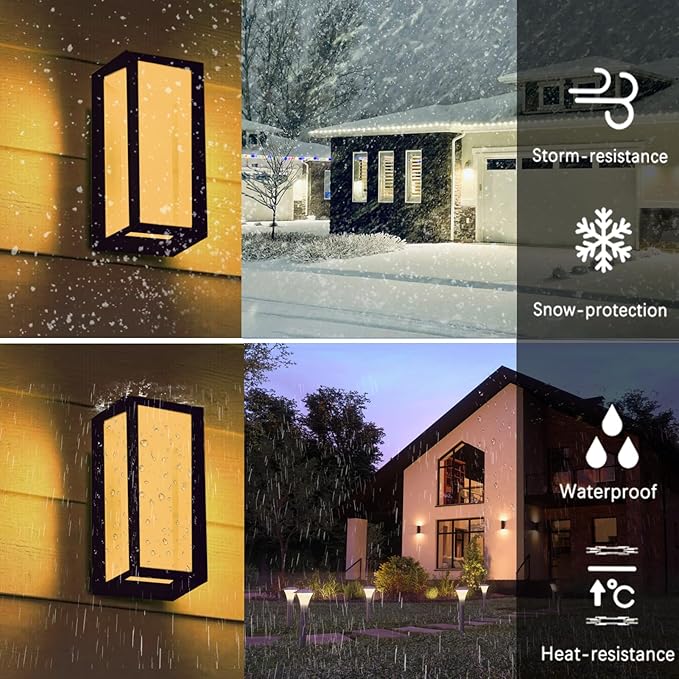 Outdoor Wall Sconce Lights Square LED Porch Lights Outdoor 18W 3000K 4000K 5000K 3 Color ChangeableExterior Outside Wall Lights for House DoorwayCarriage