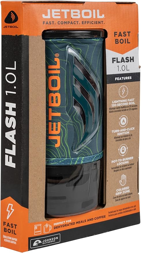 Jetboil Flash Portable Fast Boil Stove for Camping and Backpacking with 1-Step Auto Ignition Propane/Isobutane Burner with Cooking Cup