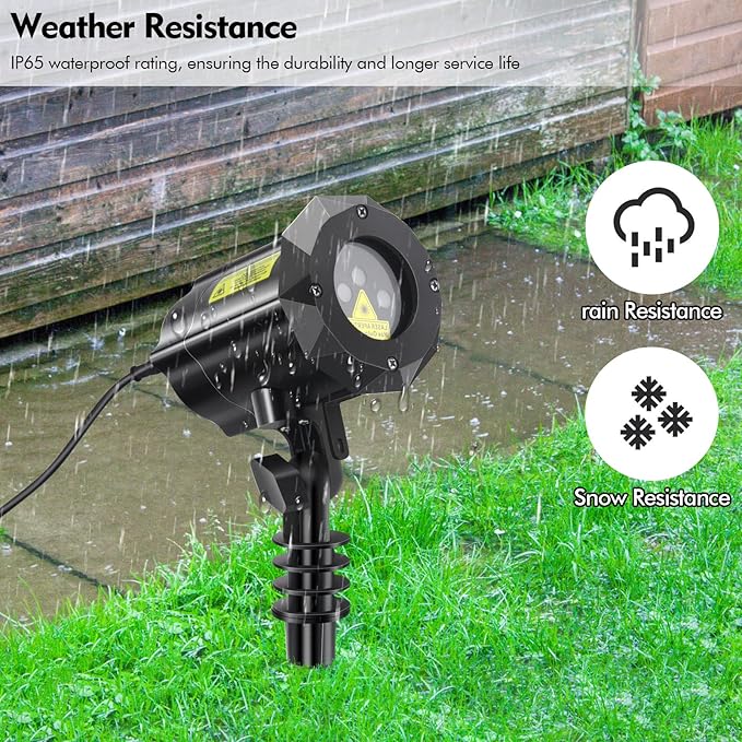Poeland Christmas Laser Projector Lights with Remote Control and Security Lock Halloween Garden Lights for Indoor Outdoor Home Garden (Red Green Led Blue)
