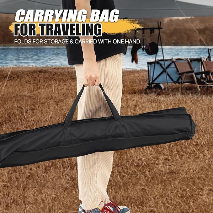 MADOG Portable Aluminum Camping Table 35'' Lightweight Outdoor Folding Table Roll Up Desk with Carry Bag for Travel Picnic and Camp Black