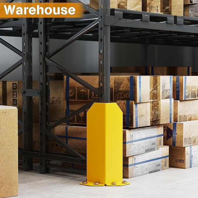 Nisorpa Pallet Rack Post Protectors 15 Pallet Racking Guards with Hardware L Shape Safety Yellow Pallet Edge Protectors Set of 2
