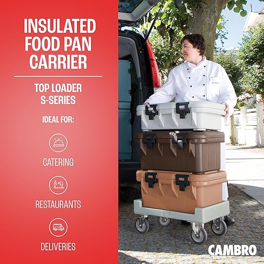 Cambro Insulated Food Pan Carrier - 8 Inch Deep Hotbox and Food Warmer for Catering &amp Transport - Top Load S-Series (Beige)