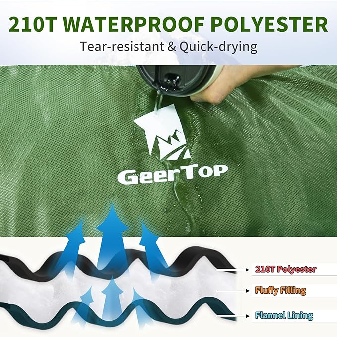 GEERTOP Flannel Sleeping Bags for Adults Big &amp Tall People Portable Cold Weather Envelope XXL All Seasons Camping Sleeping Bag
